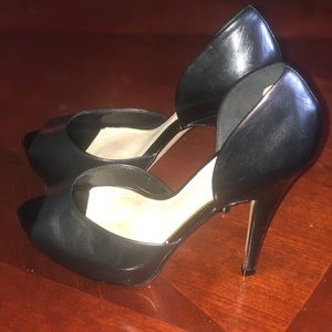 Aldo Black Patent Peep Toe Platform Stiletto Shoes